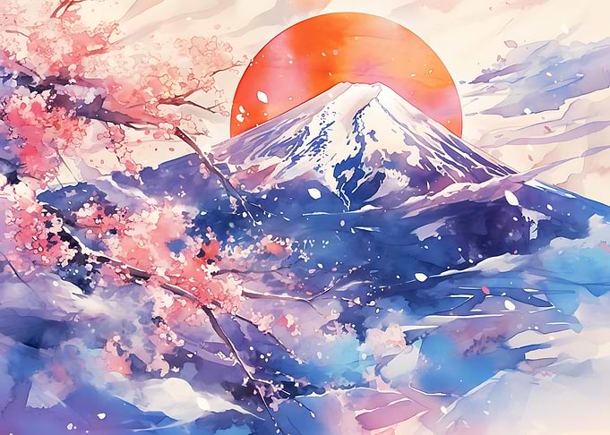 Mount Fuji and Cherry Blossoms