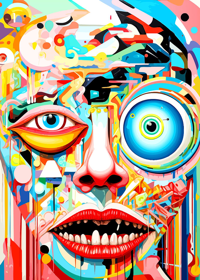 Abstract Surrealist Colorful Face Portrait