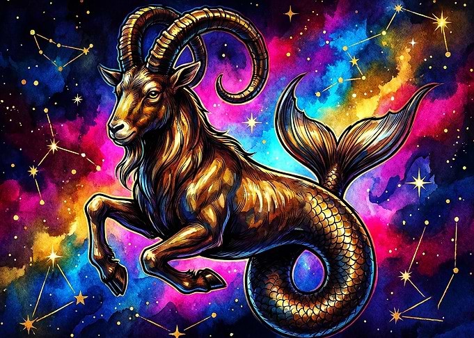 Capricorn Zodiac Space Art Poster