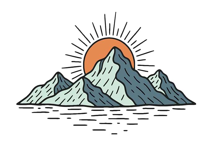 Minimalist Mountain Sunset Illustration