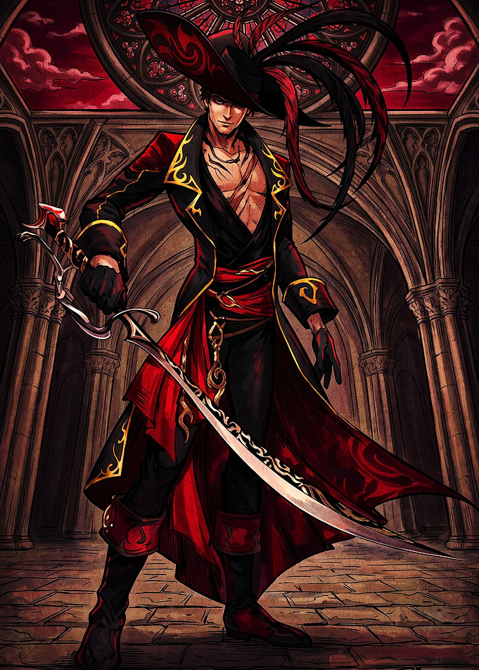 Swashbuckler Duelist in Gothic Cathedral