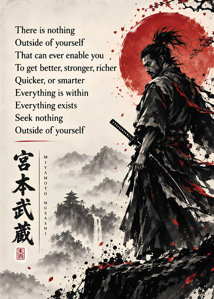 Miyamoto Musashi Inspirational Samurai Poster