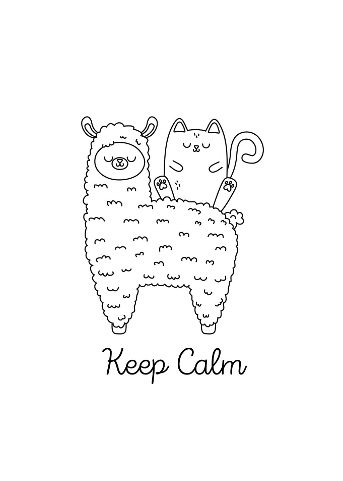 Cute Llama and Cat Keep Calm