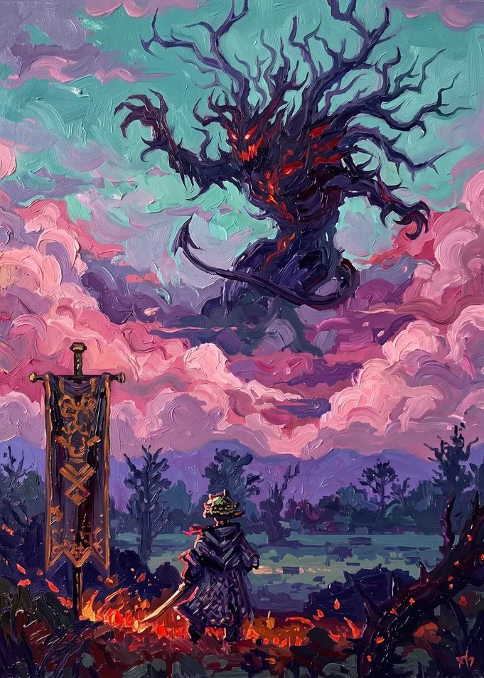 Knight Facing Eldritch Forest Demon