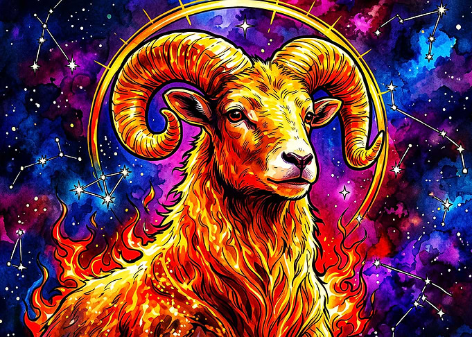 Aries Zodiac Fire Cosmic Art