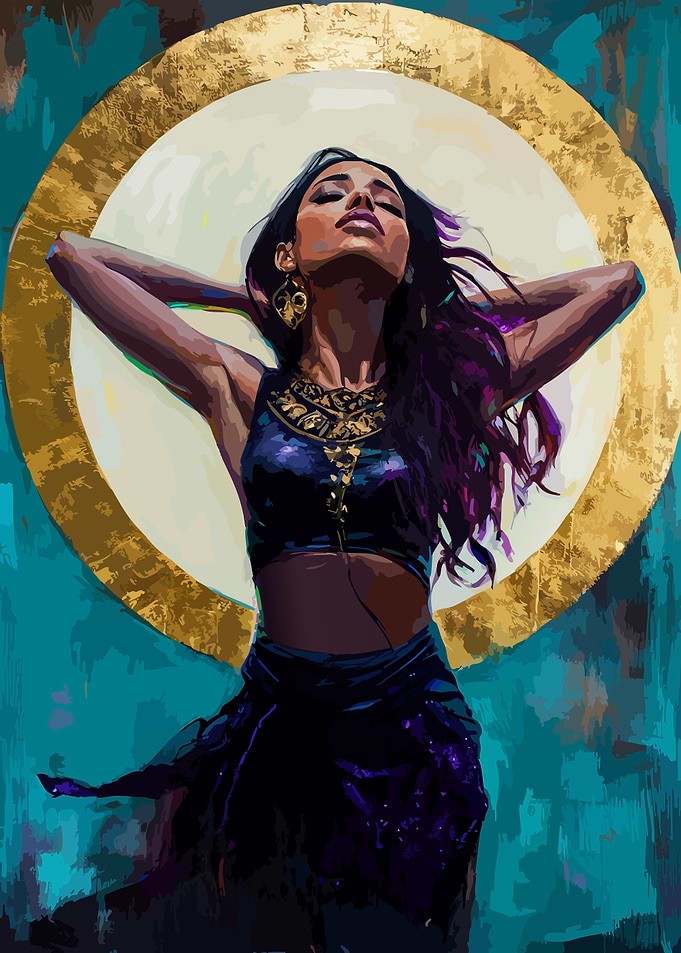 Ethereal Woman with Golden Halo