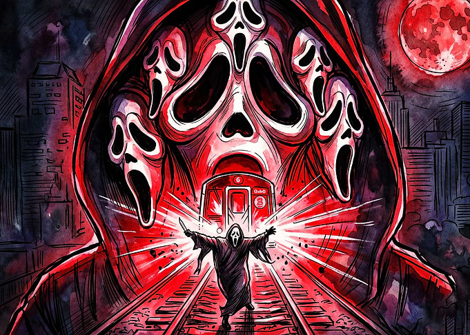 Ghostface Horror Movie Subway Illustration