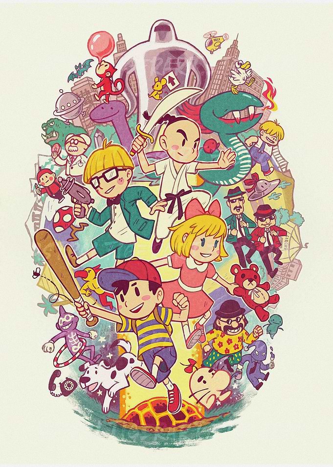 EarthBound Character Collage Illustration