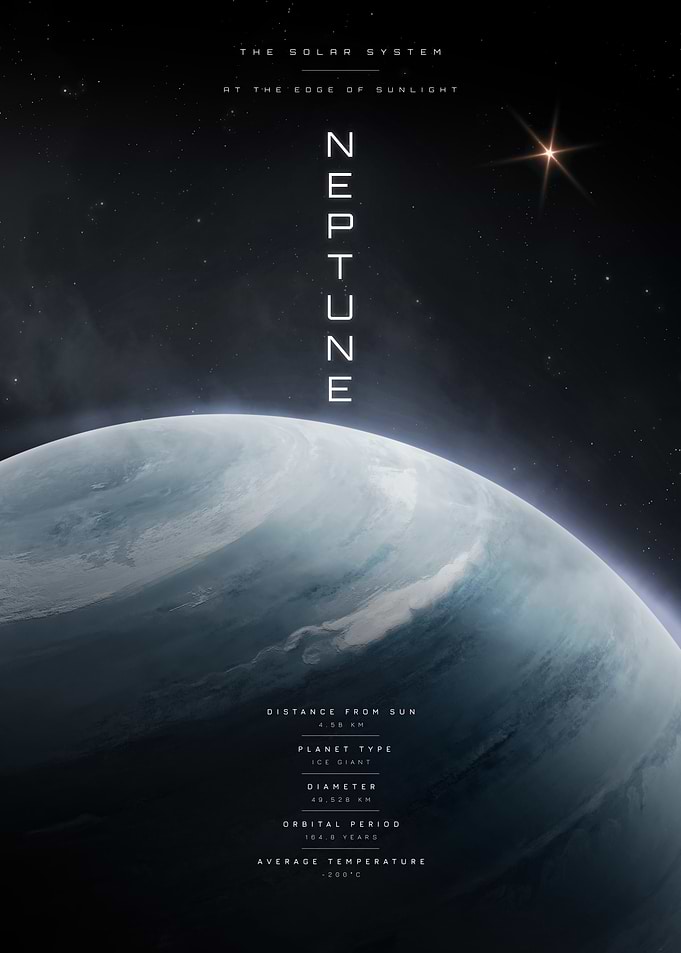 Neptune Solar System Educational Poster