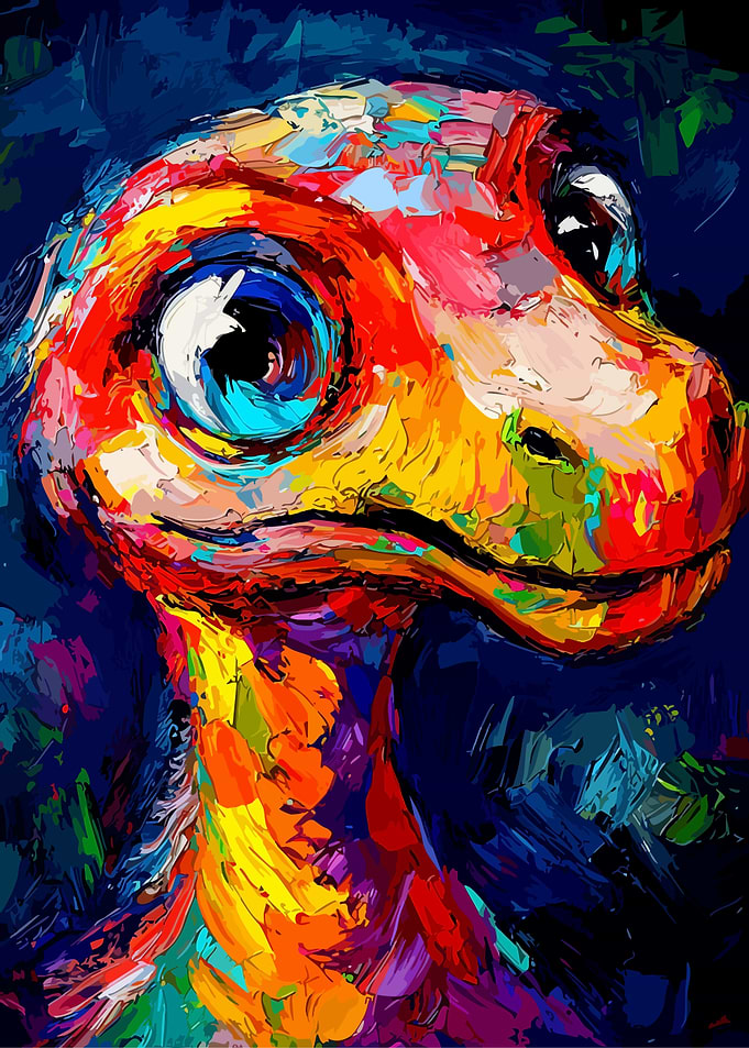 Colorful Abstract Dinosaur Portrait