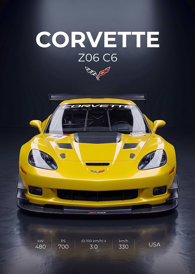 Yellow Chevrolet Corvette Z06 C6 Poster