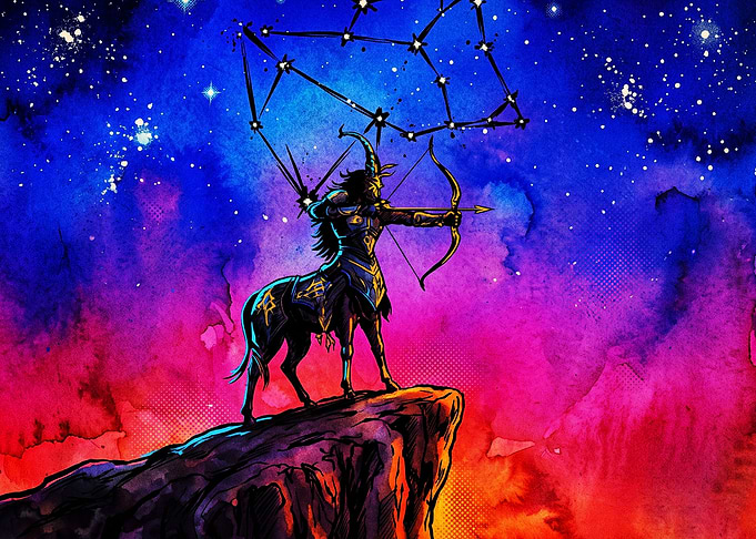 Sagittarius Zodiac Watercolor Poste