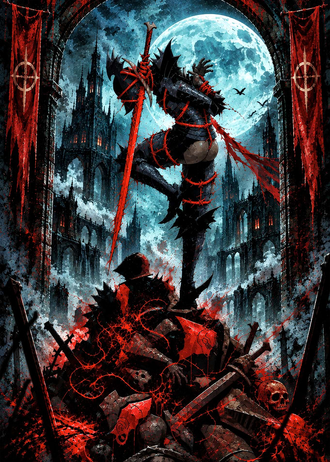 Dark Fantasy Knight Amidst Ruins