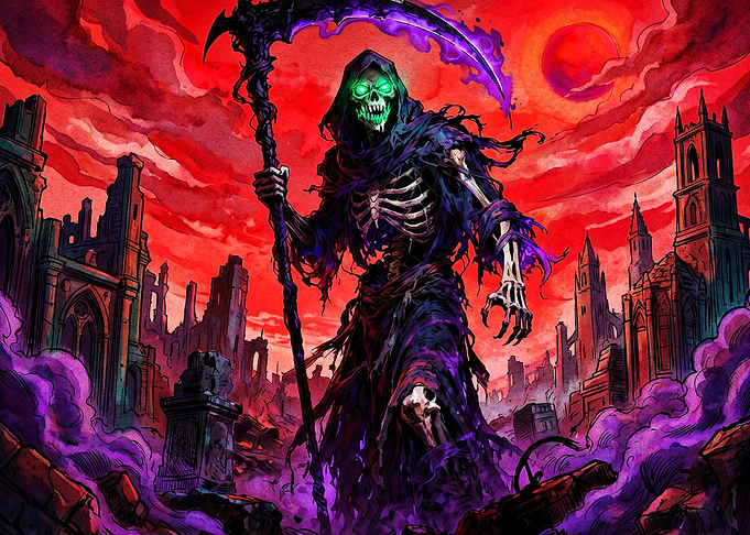 Grim Reaper in Ruined City