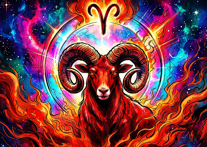 Aries Zodiac Fire Cosmic Poster