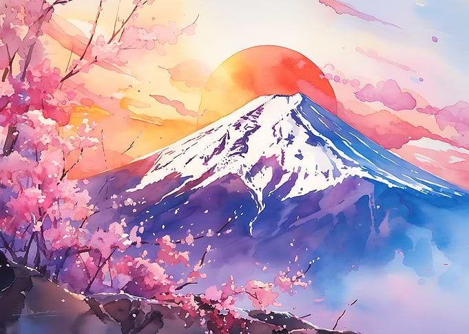 Mount Fuji and Cherry Blossoms