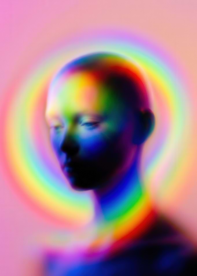 Abstract Portrait with Rainbow Aura