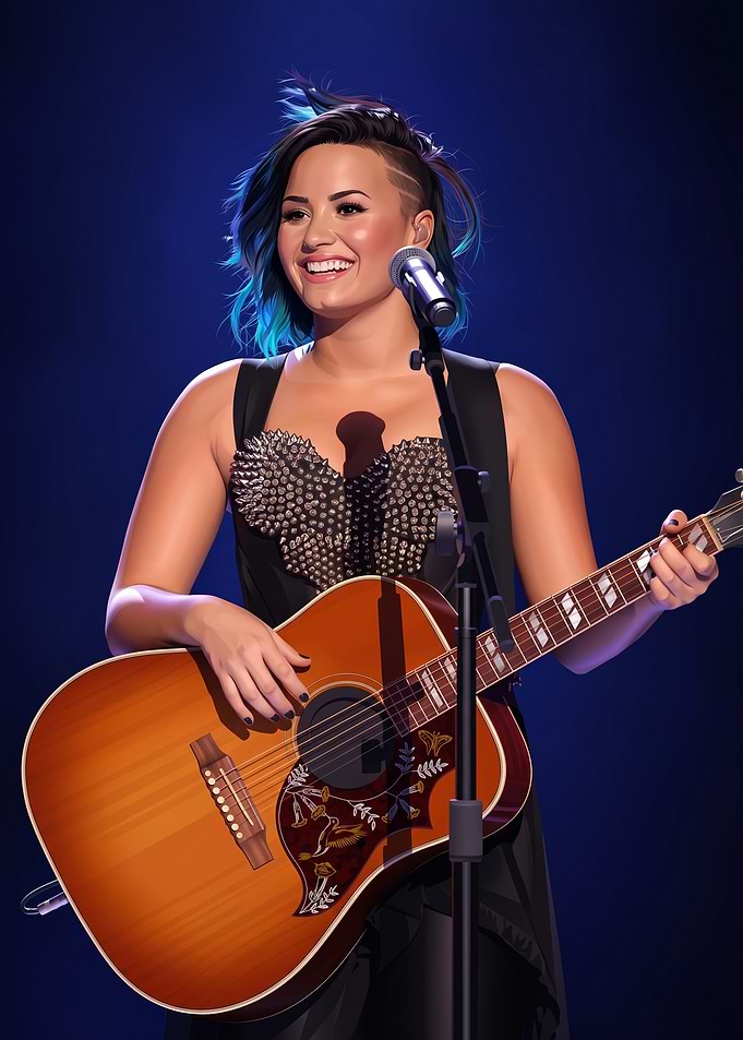 Demi Lovato Performing with Acoustic Guitar