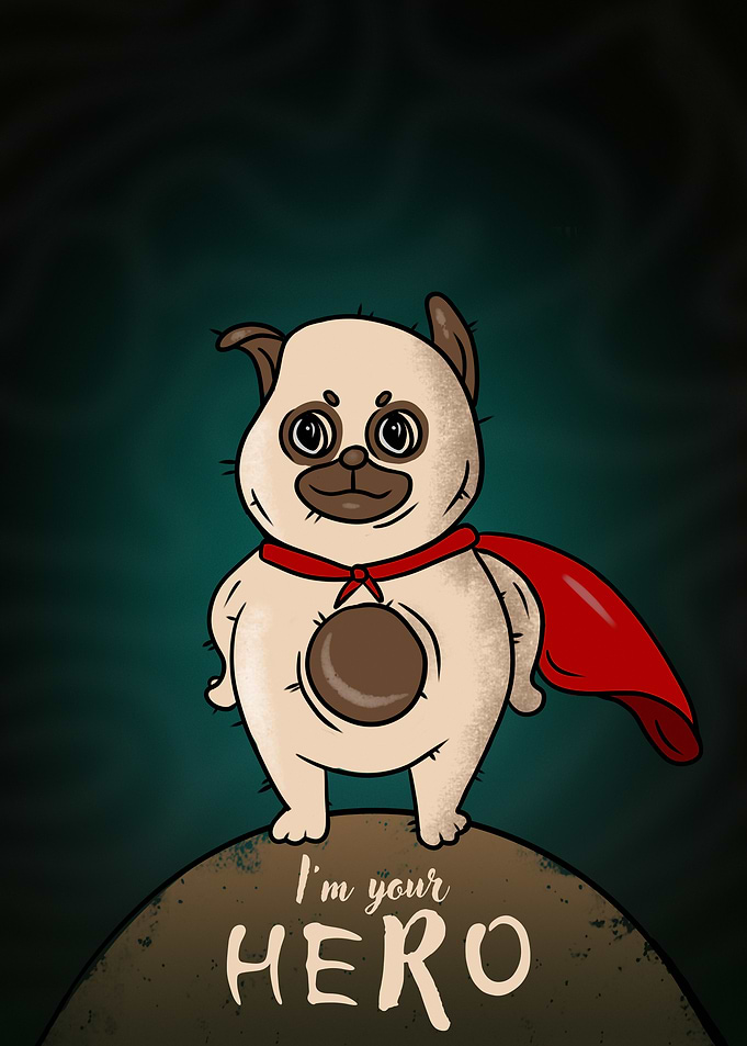 Superhero Pug Illustration