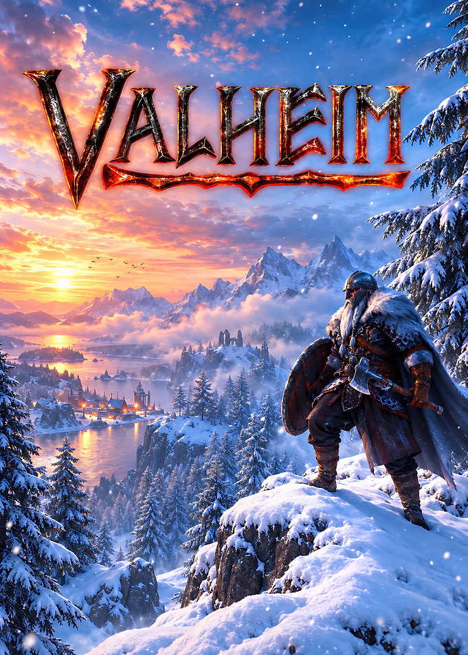 Valheim Viking Warrior Winter Landscape