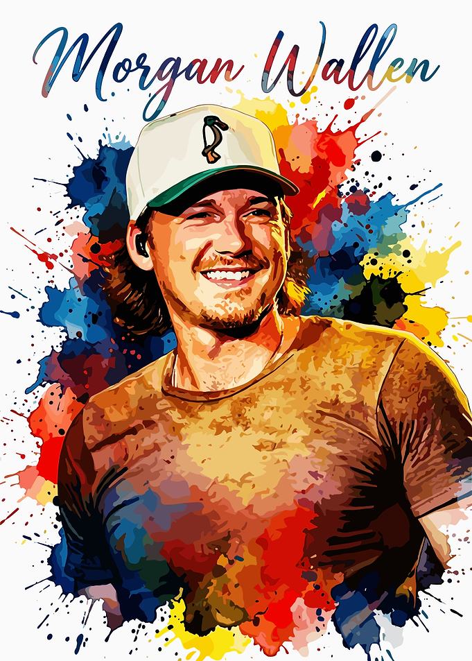 Morgan Wallen Watercolor Portrait Art