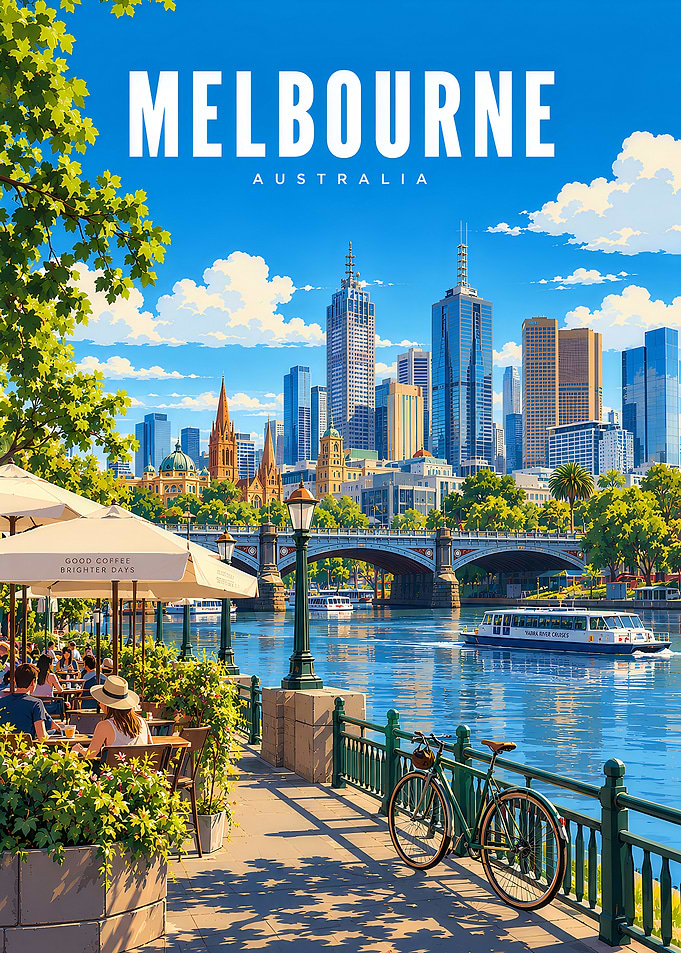 Melbourne Australia Travel Poster