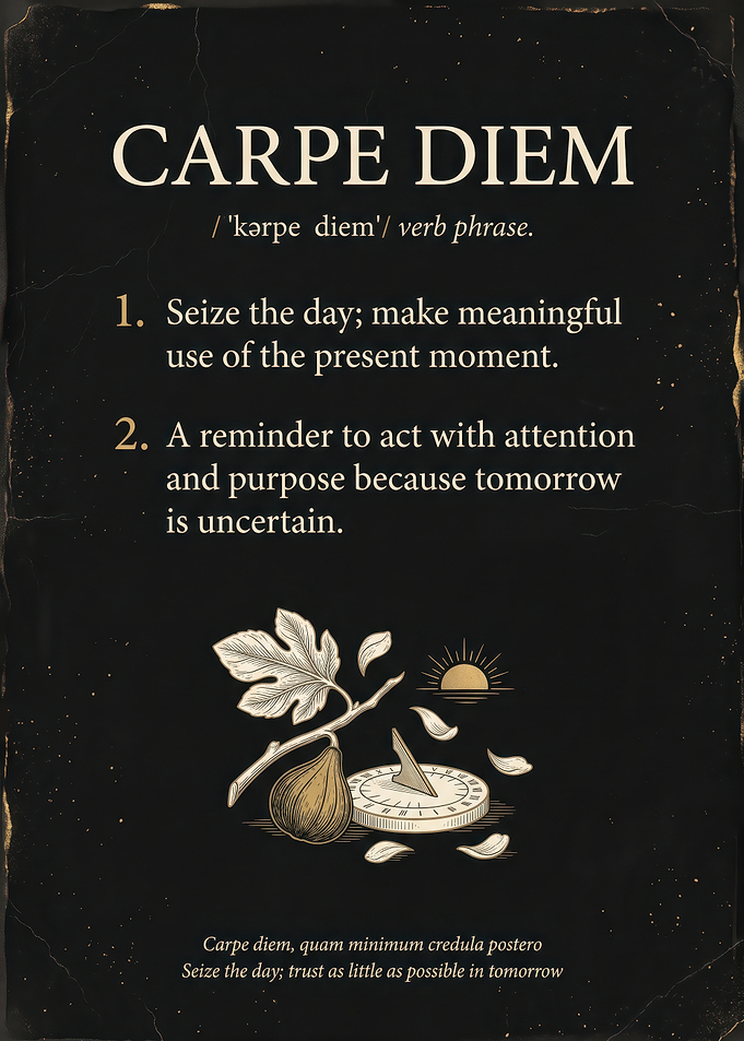 Carpe Diem Inspirational Definition Poster