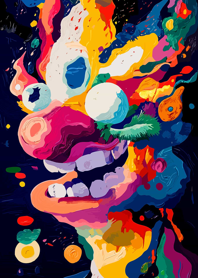 Abstract Colorful Clown Face Portrait