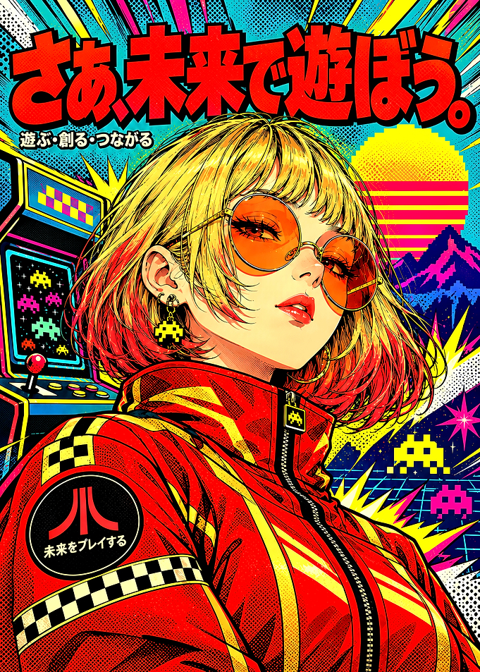 Retro Arcade Gaming Girl Poster