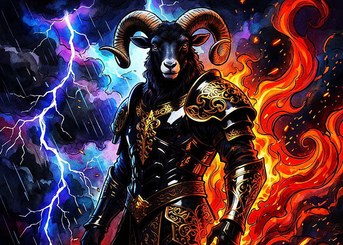 Ram Warrior Fantasy Epic Art Poster