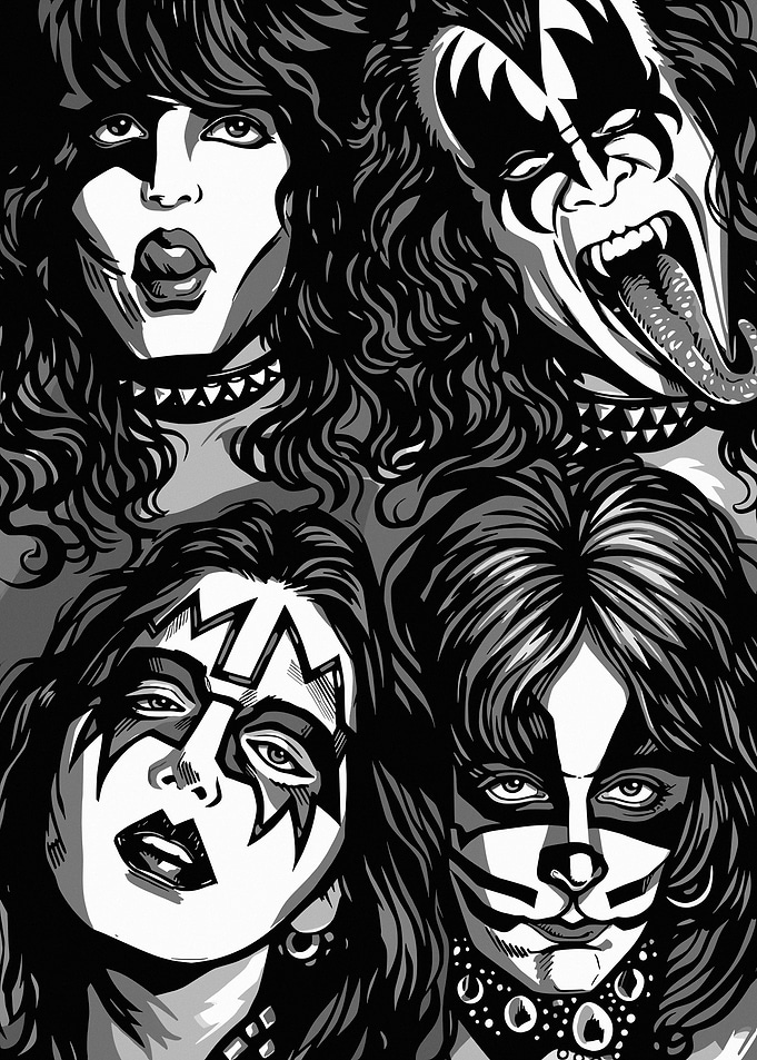 KISS Band Members Portrait Illustration