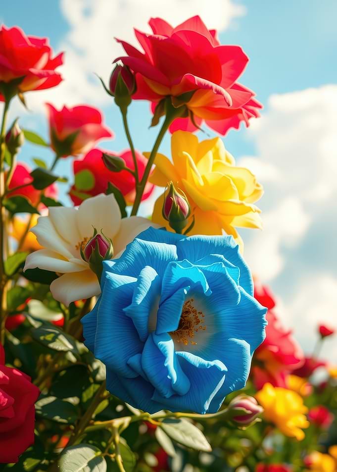 Vibrant Multicolored Rose Garden