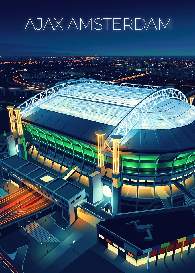 Ajax Amsterdam Stadium Night Poster