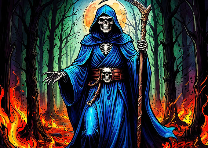 Grim Reaper in Burning Forest