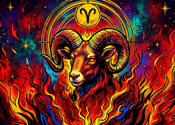 Aries Zodiac Fire Cosmic Art