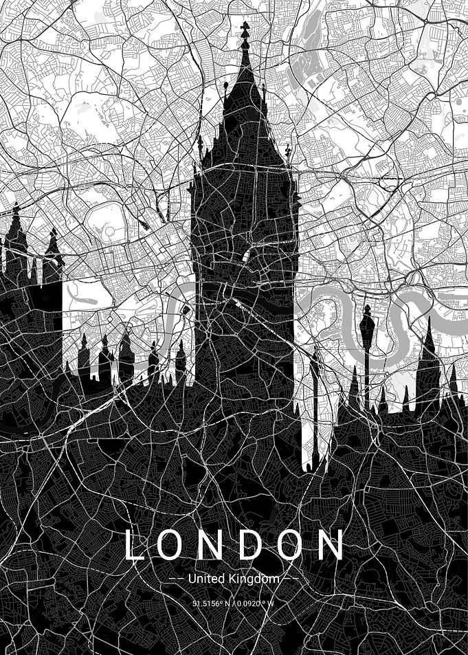 London Big Ben Map Poster