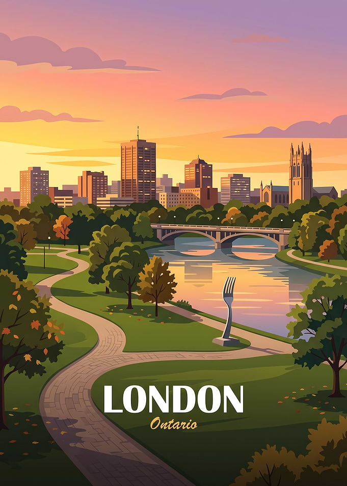 London Ontario Cityscape Travel Poster