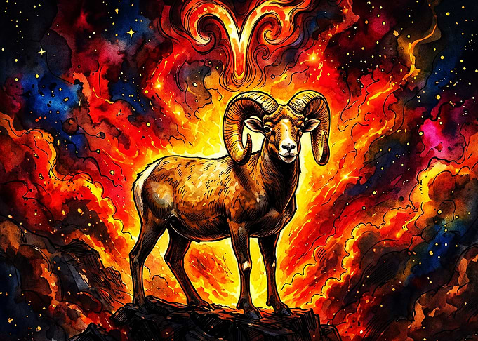 Aries Zodiac Fire Cosmic Art