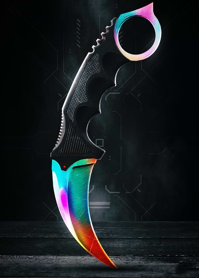 Rainbow Fade Karambit Gaming Knife