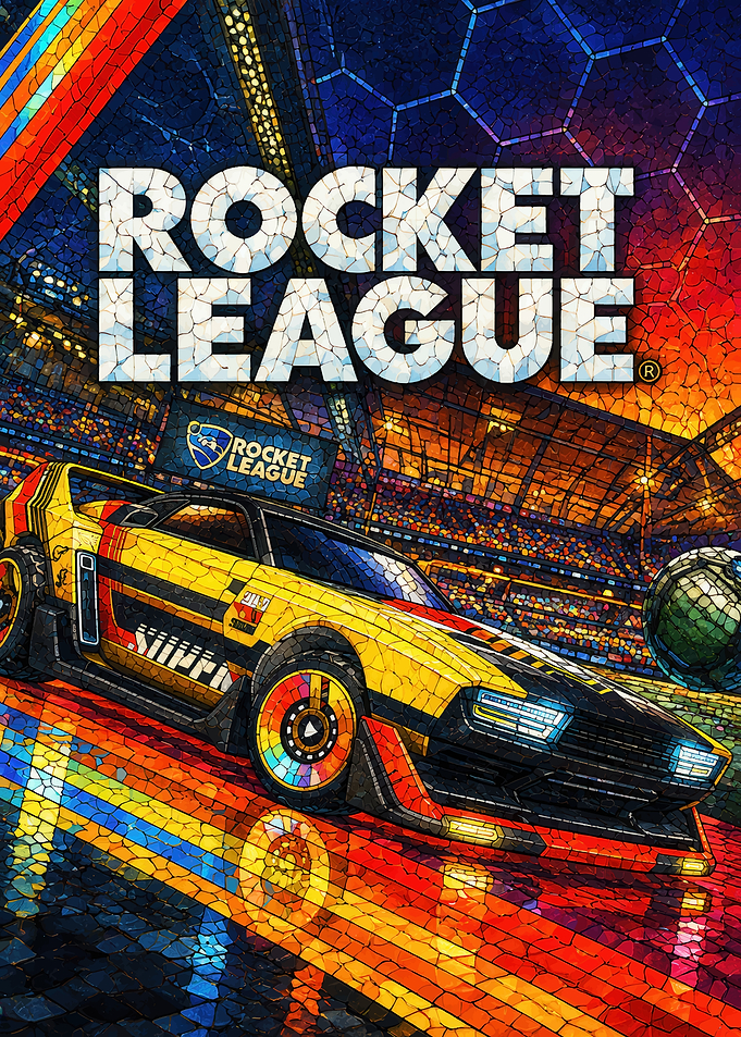 Rocket League Mosaic Art Poster