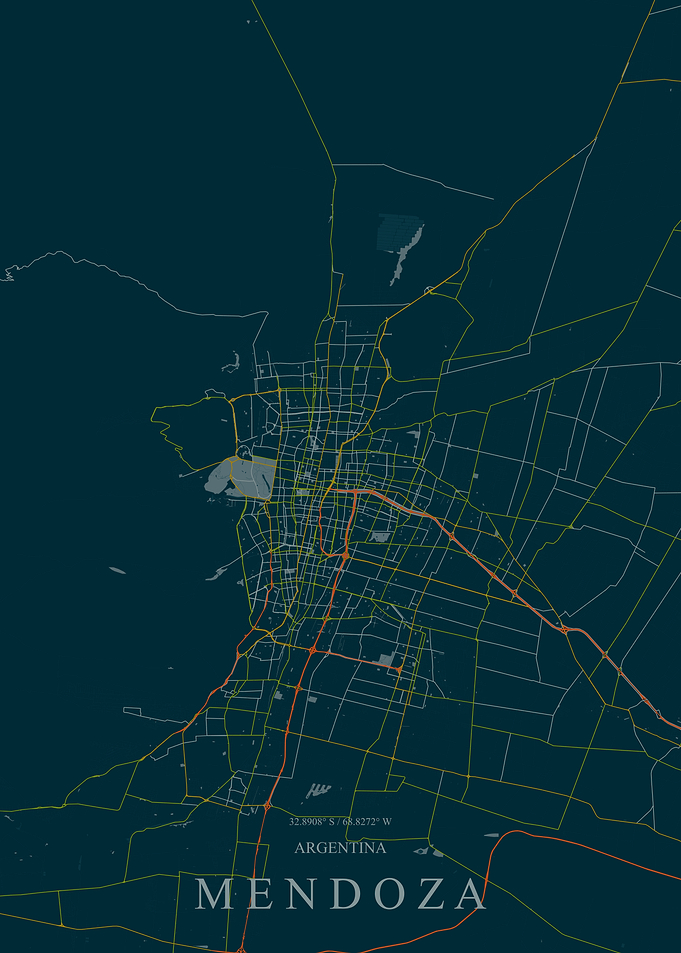 Mendoza Argentina City Map Print