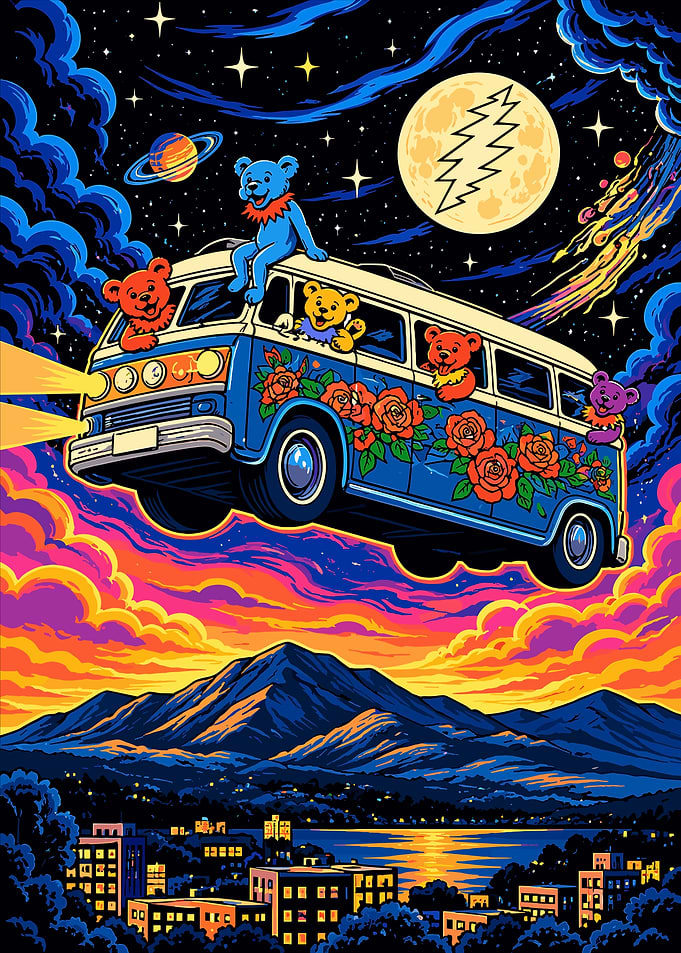 Grateful Dead Dancing Bears Flying Van