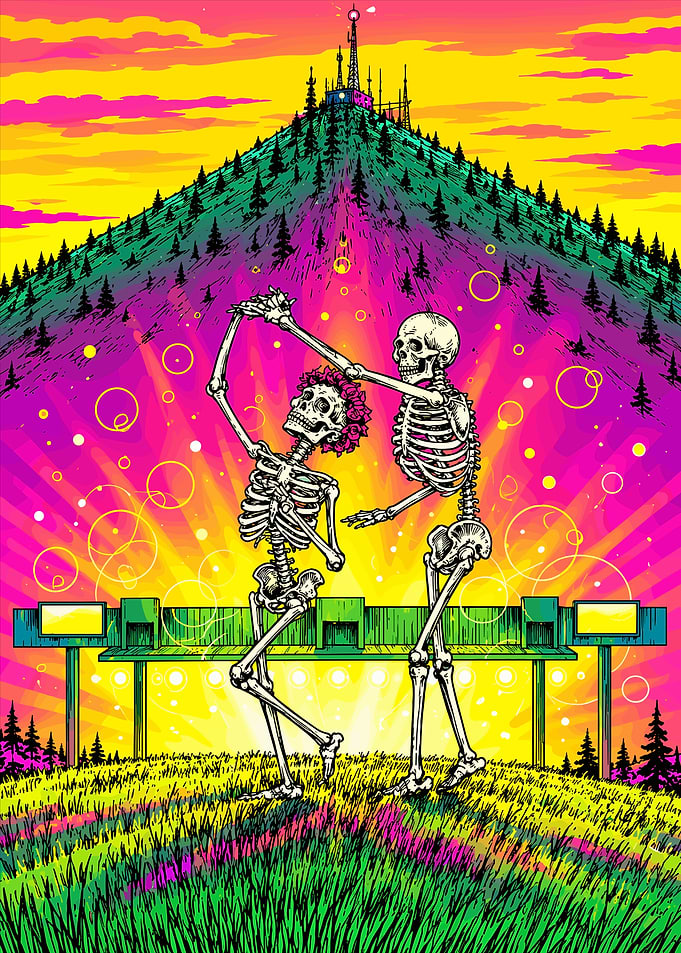 Grateful Dead Dancing Skeletons Psychedelic Art