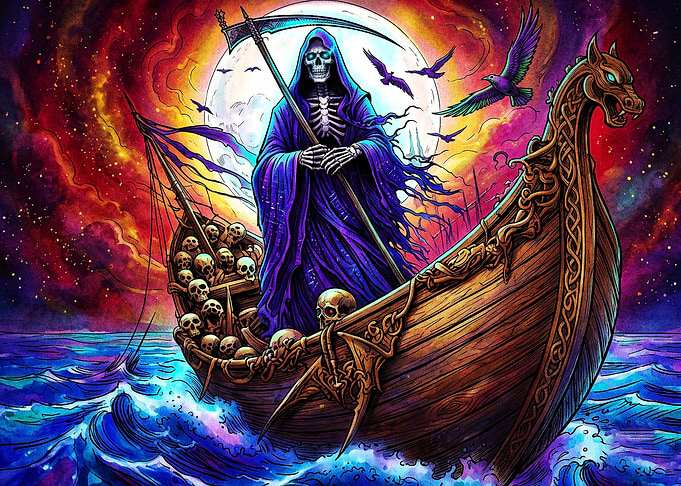 Grim Reaper on Viking Ship