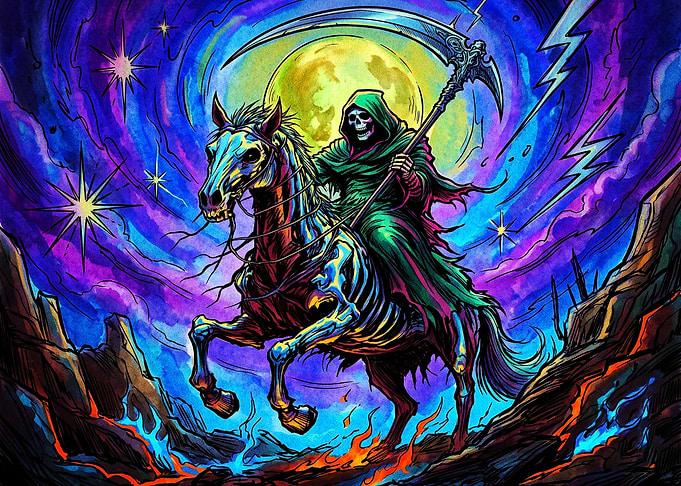 Grim Reaper Riding Skeletal Horse