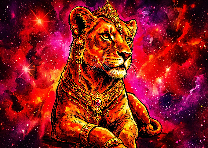 Lioness Queen Cosmic Space Art