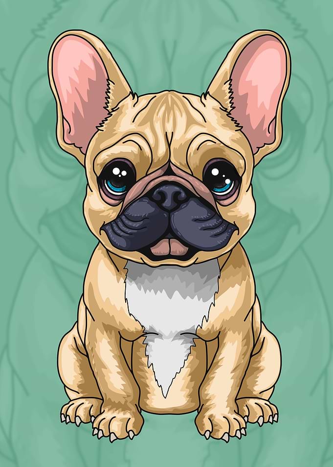 Cute Cartoon French Bulldog Illustration