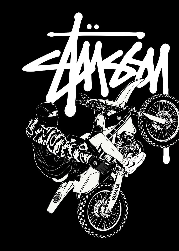 Stussy Biker Wheelie Graphic Art