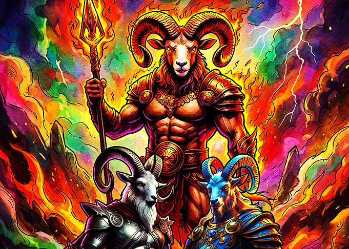 Ram Warrior Fire God Psychedelic Ar