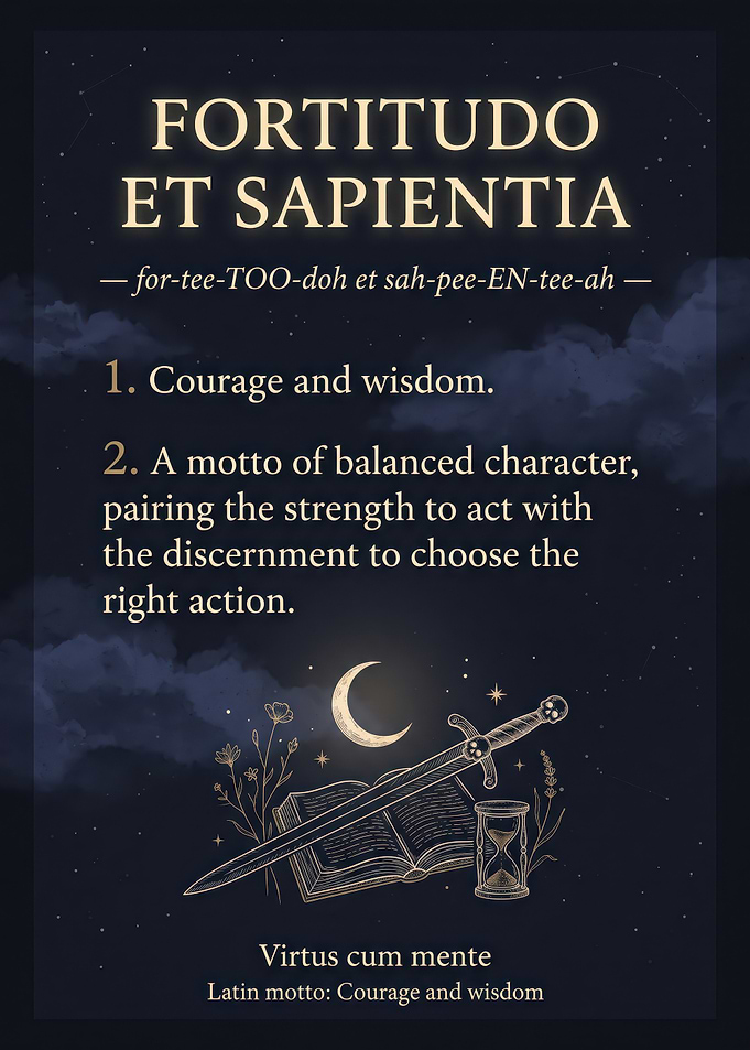 Fortitudo et Sapientia Latin Motto Poster